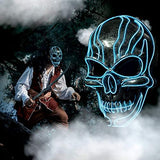ILEBYGO LED Scary Mask Halloween Light Up Mask Purge Mask with EL Wire 3 Flashing-Modes for Halloween Festival, Party, Cos Play (Blue) - Glow-Paradise