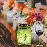 VOOKRY Solar Fairy Lantern Outdoor Fairy Decor Green Frosted Glass Hanging Jar Solar Garden Lights Fairy Decorations 20 LEDs Warm White Waterproof for Yard, Path, Christmas, Party, Birthday, Gifts - Glow-Paradise