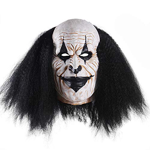 Adults Creepy Clown Face Mask Scary Joker Masks for Halloween（Black） - Glow-Paradise