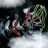 ILEBYGO LED Halloween Mask Light Up Scary Mask Purge Mask with EL Wire 3 Flashing-Modes for Halloween Festival, Party, Cos Play (3 Colors) - Glow-Paradise