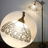 WERFACTORY Tiffany Floor Lamp White Crystal Bent Stained Glass Arched Lamp 12X18X64 Inches Gooseneck Adjustable Corner Standing Reading Light Decor Bedroom Living Room (LED Bulb Included) S508W Series - Glow-Paradise