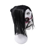 Creepy Mask Scary Challenge Games - Evil Latex Mask with Long Hair - Halloween Costume Creepy Cosplay Party Props (B) - Glow-Paradise