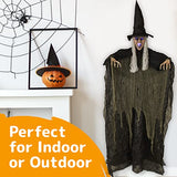 Creepy Looking 6 Feet Witch Halloween Decorations with Glowing Eyes - Glow-Paradise