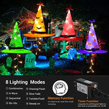 Joomer Halloween Decorations Lighted Witch Hats, 8Pcs Hanging Glowing Witch Hats 44ft Halloween Outdoor Lights String with 8 Lighting Modes for Outdoor, Garden, Yard, Tree - Glow-Paradise