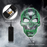 ILEBYGO LED Purge Mask Halloween Light Up Mask Scary Mask with EL Wire 3 Flashing-Modes for Halloween Festival, Party, Cos Play (Green) - Glow-Paradise