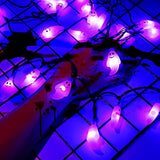 RECESKY 60 LED Halloween String Lights - 19.4ft Purple Ghost String Light with 30v Plug in, Extendable 8 Modes Halloween Lighting for Outdoor Garden Yard House Bedroom Halloween Party Decorations - Glow-Paradise