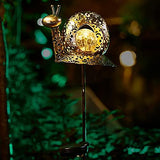 Garden Decor Solar Lights Metal Snail Outdoor LED Stakes for Pathway, Patio, Lawn, Yard, Lawn Ornament(Bronze) - Glow-Paradise