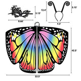 Butterfly Wings for Kids Butterfly Shawl Fairy Girl Cape Nymph Pixie Costume Halloween Accessory Children Size (Rainbow c) - Glow-Paradise