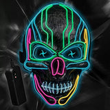 ILEBYGO LED Halloween Mask Light Up Scary Mask Purge Mask with EL Wire 3 Flashing-Modes for Halloween Festival, Party, Cos Play (5 Colors) - Glow-Paradise