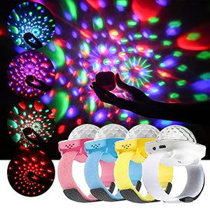 Disco Light, Star Projector Light, Party Ball Lights, Disco Watch for Kids, Mini LED Night Light with Color Changing, Pack of 4 (Pink, Blue, Yello, White) - Glow-Paradise