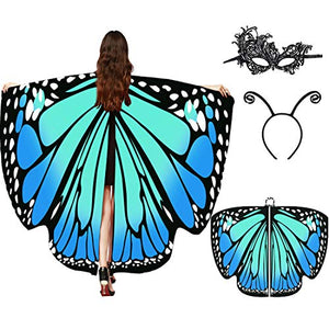 Butterfly Wings for Women, Butterfly Shawl Fairy Ladies Cape Nymph Pixie Costume Accessory (Sky Blue) - Glow-Paradise