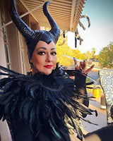 Feather Cape Shawl with Maleficent Horns Headband Set Halloween Costumes Couples Adults - Glow-Paradise