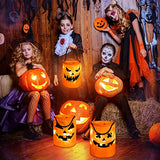 4 Pieces LED Light Halloween Candy Bags Light up Halloween Party Bags Pumpkin Large Halloween Treat Bags Multipurpose Portable Collapsible Reusable Halloween Bags for Trick or Treating (Scary Style) - Glow-Paradise