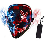 Depointer Halloween Scary Mask Cosplay Led Costume Mask EL Wire Light up Halloween Festival Party,Blue/Red - Glow-Paradise