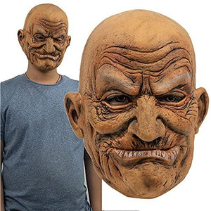 GOODKSSOP Unisex Clown Cosplay Old Men People Head Bald Funny Halloween Mask Full Face Latex Costume Props for Party Carnival Themed Show Play - Glow-Paradise