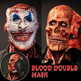 Lanckeli Double Layer Peelable Surface Halloween Horror Mask, Scary Joker Mask + Bloody Creepy Skull Mask with Moving Jaw, Made of Latex, Skin Friendly, Suitable for Horror Costume Parties. - Glow-Paradise