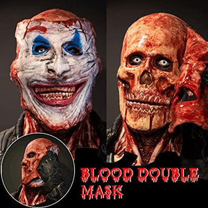 Lanckeli Double Layer Peelable Surface Halloween Horror Mask, Scary Joker Mask + Bloody Creepy Skull Mask with Moving Jaw, Made of Latex, Skin Friendly, Suitable for Horror Costume Parties. - Glow-Paradise