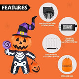 GOOSH 6 FT Height Halloween Inflatable Outdoor Pumpkin with Skull Body, Blow Up Yard Decoration Clearance with LED Lights Built-in for Holiday/Party/Yard/Garden - Glow-Paradise