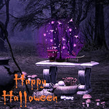 20 Inch Halloween Tree for Table Decor, 40 LED Lighted Willow Tree Light Purple Halloween Lights with Spiders Bats Tabletop Artificial Black Spooky Tree Halloween Decorations for Home Party - Glow-Paradise