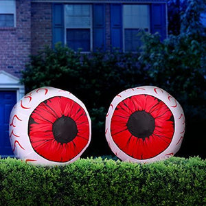 Joiedomi 3ft Inflatable Large Set of Eyes, Halloween Inflatable Light Up Eyeball with Build-in LEDs, Blow Up Inflatable for Halloween Party Indoor, Outdoor, Yard, Garden, Lawn Decorations (Red) - Glow-Paradise