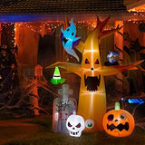 DECORLIFE 8 FT Halloween Inflatables, Blow up Halloween Decorations Tree with Ghost, Pumpkin, Skeleton and Tombstone, Halloween Yard Inflatables with Built-in LED Lights for Garden, Lawn Outdoor - Glow-Paradise
