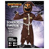 Scary Scarecrow Pumpkin Bobble Head Costume w/ Pumpkin Halloween Mask for Kids Role-Playing (3T(3-4yr)) - Glow-Paradise