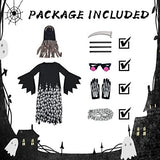 Grim Reaper Costume for Kids Phantom Halloween Costume with Creepy Red Glowing Eyes, Skull Gloves Scythe included - Glow-Paradise
