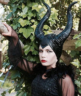 Feather Cape Shawl with Maleficent Horns Headband Set Halloween Costumes Couples Adults - Glow-Paradise