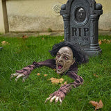 FUN LITTLE TOYS Crawling Zombie Halloween Decorations with LED Light-Up Eyes and Sound, Scary Zombie Groundbreaker Halloween Decor, Outdoor, Yard - Glow-Paradise