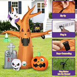 DECORLIFE 8 FT Halloween Inflatables, Blow up Halloween Decorations Tree with Ghost, Pumpkin, Skeleton and Tombstone, Halloween Yard Inflatables with Built-in LED Lights for Garden, Lawn Outdoor - Glow-Paradise