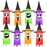 JOYIN 8 Pack 24" Halloween Light up Hanging Ghost with Remote Control, Halloween Light up Hanging Ghost Prop Decoration with Witch Black Hat for Halloween Trees, Patio, Bedroom, House Decorations - Glow-Paradise