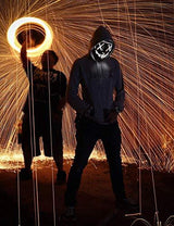 Depointer Halloween Scary Mask Cosplay Led Costume Mask EL Wire Light up Halloween Festival Party(White) - Glow-Paradise