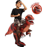 Spooktacular Creations Inflatable Halloween Costume Ride A Raptor Inflatable Costume with LED Light Eyes (Red, Child (4-6)) - Glow-Paradise