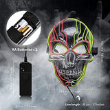 ILEBYGO LED Halloween Mask Light Up Scary Mask Purge Mask with EL Wire 3 Flashing-Modes for Halloween Festival, Party, Cos Play (3 Colors) - Glow-Paradise
