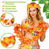 70 Counts Hawaiian Leis Bulk Luau Party Decorations Hawaiian Tropical Party Favors Lei for Adults Kids Hawaii Silk Flower Leis Necklaces Headbands Wristbands Hawaiian Luau Party Supplies Floral Leis - Glow-Paradise