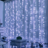 HOME LIGHTING Window Curtain String Lights, 300 LED 8 Lighting Modes Fairy Copper Light with Remote, USB Powered Waterproof for Christmas Bedroom Party Wedding Home Garden Wall Decorations, Cool White - Glow-Paradise