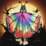Butterfly Wings for Kids Butterfly Shawl Fairy Girl Cape Nymph Pixie Costume Halloween Accessory Children Size (Rainbow c) - Glow-Paradise