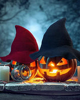 Dsumm 3 Pack Halloween Witch Hat for Women Witch Kinitted-Wool Hats Wide Brim Foldable Pointed Cap forHalloween Party Masquerade Cosplay Costume Accessory and Daily Black,red,grey free size - Glow-Paradise