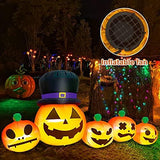 TURNMEON 8 Ft Long Halloween Inflatables 5 Pumpkins Lanterns, Lighted Pumpkin Ghosts Blow Ups with 6 Stake 2 Tether 1 Weight Bag Halloween Yard Decoration Outdoor Indoor Garden Lawn Home Holiday Party - Glow-Paradise