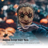 Hautton Halloween Mask, Men's Creepy Scary Horrific Mask Funny Clown Latex Mask for Halloween Costume Party Cosplay Props -Button Eyes - Glow-Paradise
