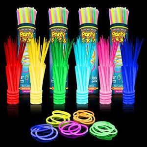 PartySticks Glow Sticks Party Supplies 400pk - 8 Inch Glow in The Dark Light Up Sticks Party Favors, Glow Party Decorations, Neon Party Glow Necklaces and Glow Bracelets with Connectors - Glow-Paradise