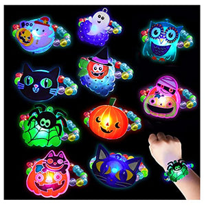 Coluans Halloween LED Bracelets 10 Pack Halloween Party Favors for Kids Halloween Trick Or Treat Goodies Beaded Flashing Bracelets Light Up Bracelets Glow in the Dark Party Favors - Glow-Paradise
