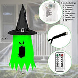Twinkle Star Halloween 8 Pcs Lighted Hanging Witch Ghost Hats Decorations, Halloween Indoor Outdoor Remote Control String Lights 8 Lighting Modes, Glowing Witch Hat for Garden, Yard, Tree - Glow-Paradise