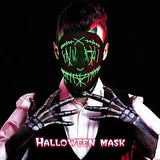ILEBYGO Halloween LED Purge Mask Scary Light Up Mask with EL Wire 3 Flashing-Modes for Halloween Festival, Party, Cos Play (Green) - Glow-Paradise