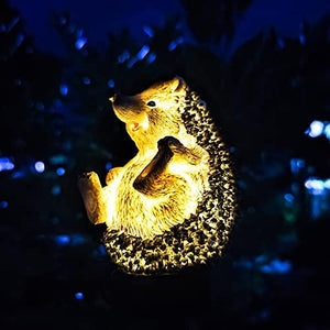 Garden Solar Light Outdoor Decor, Resin Hedgehog Solar LED Light for Outdoor, Animal Waterproof Light for Flower Fence Lawn Passage Walkway Courtyard Party Decoration, Hedgehog - Glow-Paradise