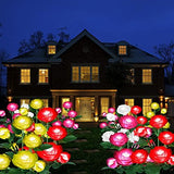 Solar Outdoor Lights 7 Rose Flowers Solar Garden Lights Garden Stake Lights Path Decorative Rose Lights for Patio Yard Pathway Landscape Enlarged Solar Panel (White) - Glow-Paradise