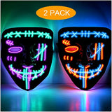 2PACK Halloween Purge Masks Halloween Scary Mask Led Light Up Masks for Festival Cosplay. - Glow-Paradise