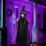 JOYIN Life Size 74" Hanging Animated Witch with LED Eyes and Spooky Sounds for Halloween Decorations - Glow-Paradise