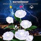 Solar Outdoor Lights 7 Rose Flowers Solar Garden Lights Garden Stake Lights Path Decorative Rose Lights for Patio Yard Pathway Landscape Enlarged Solar Panel (White) - Glow-Paradise