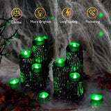 Homemory 24-Pack Eerie Green Tea Lights Battery Operated, Halloween Candle Tea Lights, Flameless Flickering Green Candles, Ideal for Halloween, Holiday Decor, Theme Party, Dia 1-2/5" x H 1-1/4'' - Glow-Paradise